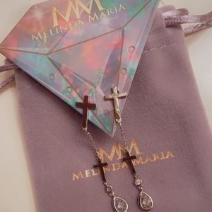Melinda Maria Cross Earrings NWOT